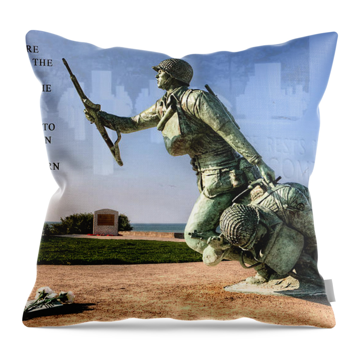 Ever Forward Throw Pillow featuring the photograph Ever Forward - D-Day Prayer by Weston Westmoreland