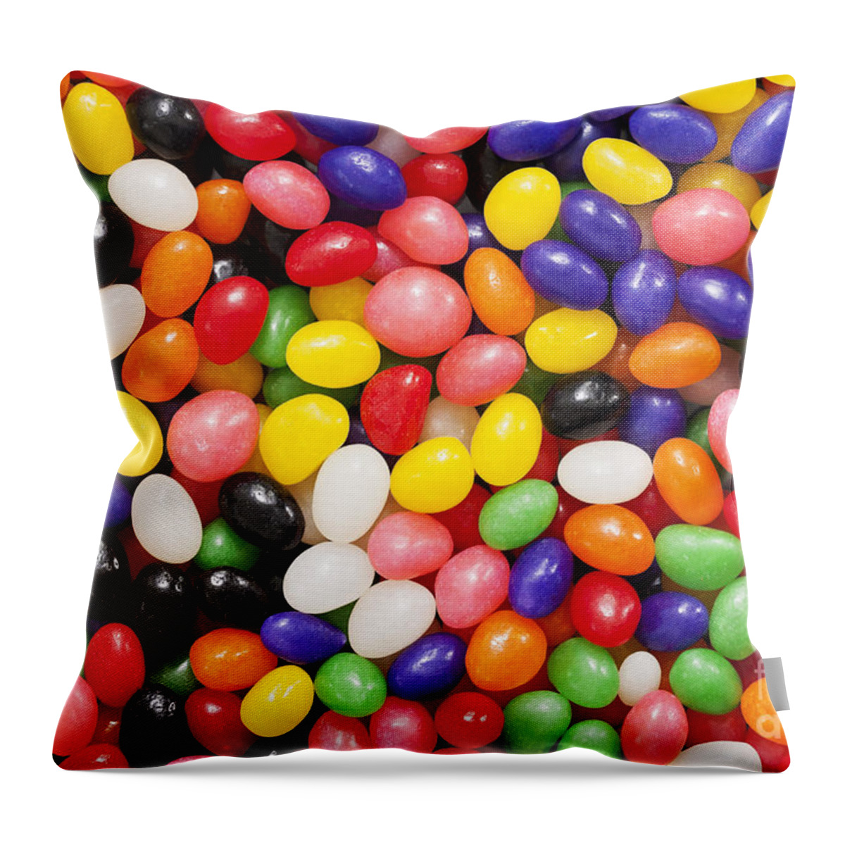 Jelly Beans Throw Pillow featuring the photograph Every Color of the Rainbow by Patty Colabuono