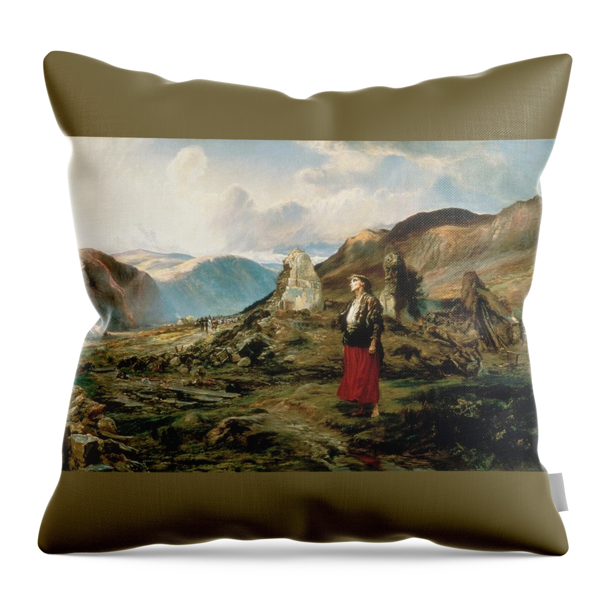 Elizabeth Thompson (lady Butler) - Evicted 1880 Throw Pillow featuring the painting Evicted by MotionAge Designs