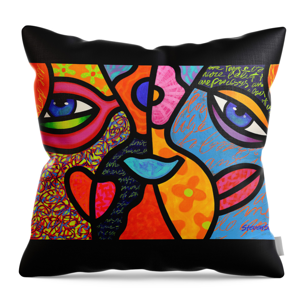 Eyes Throw Pillow featuring the painting Eye to Eye by Steven Scott