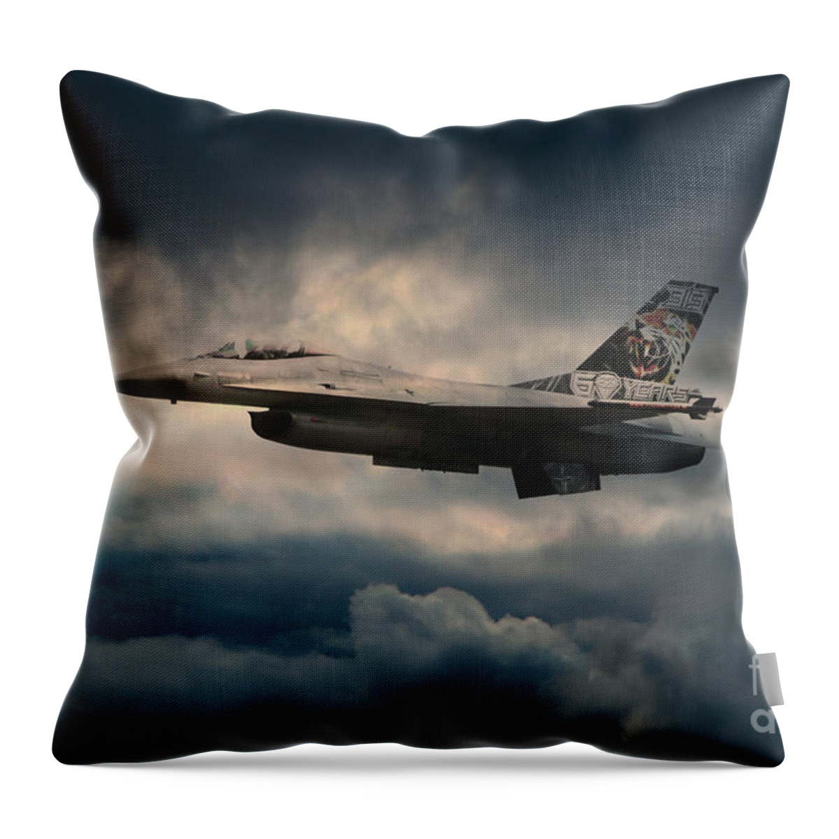 F1- Fighting Falcon Throw Pillow featuring the digital art F16 Tiger by Airpower Art