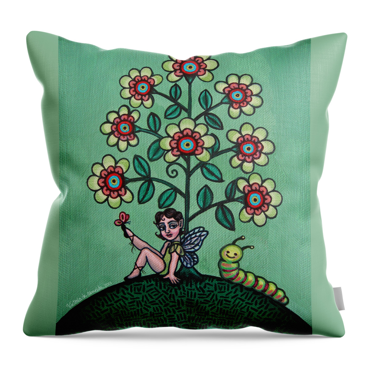 Fairy Throw Pillow featuring the painting Fairy Series Katrina by Victoria De Almeida