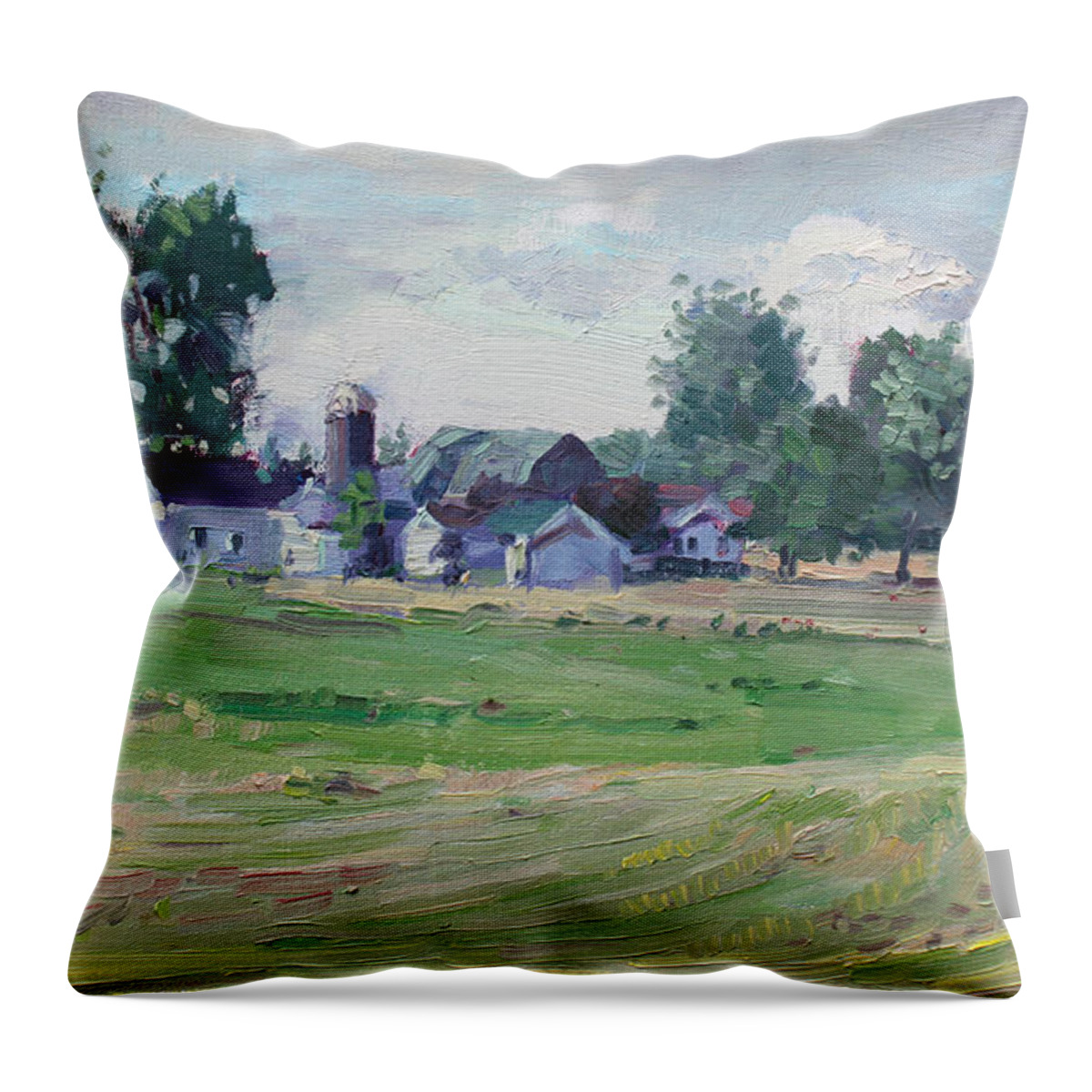 Farm Throw Pillow featuring the painting Farm by Ylli Haruni