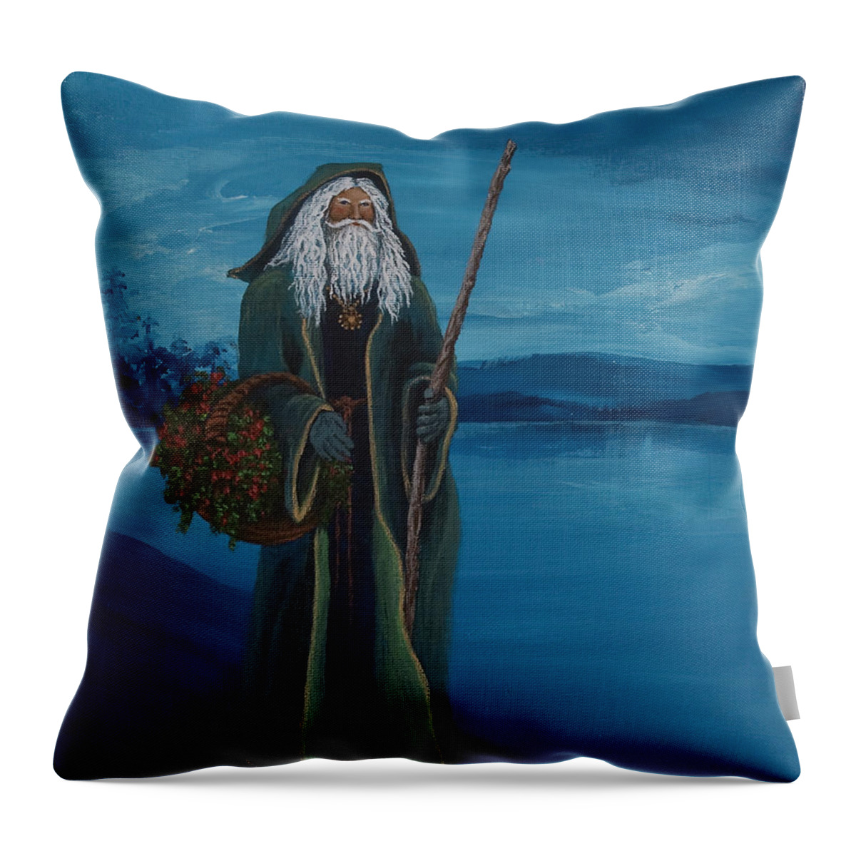Christmas Throw Pillow featuring the painting Father Christmas by Darice Machel McGuire