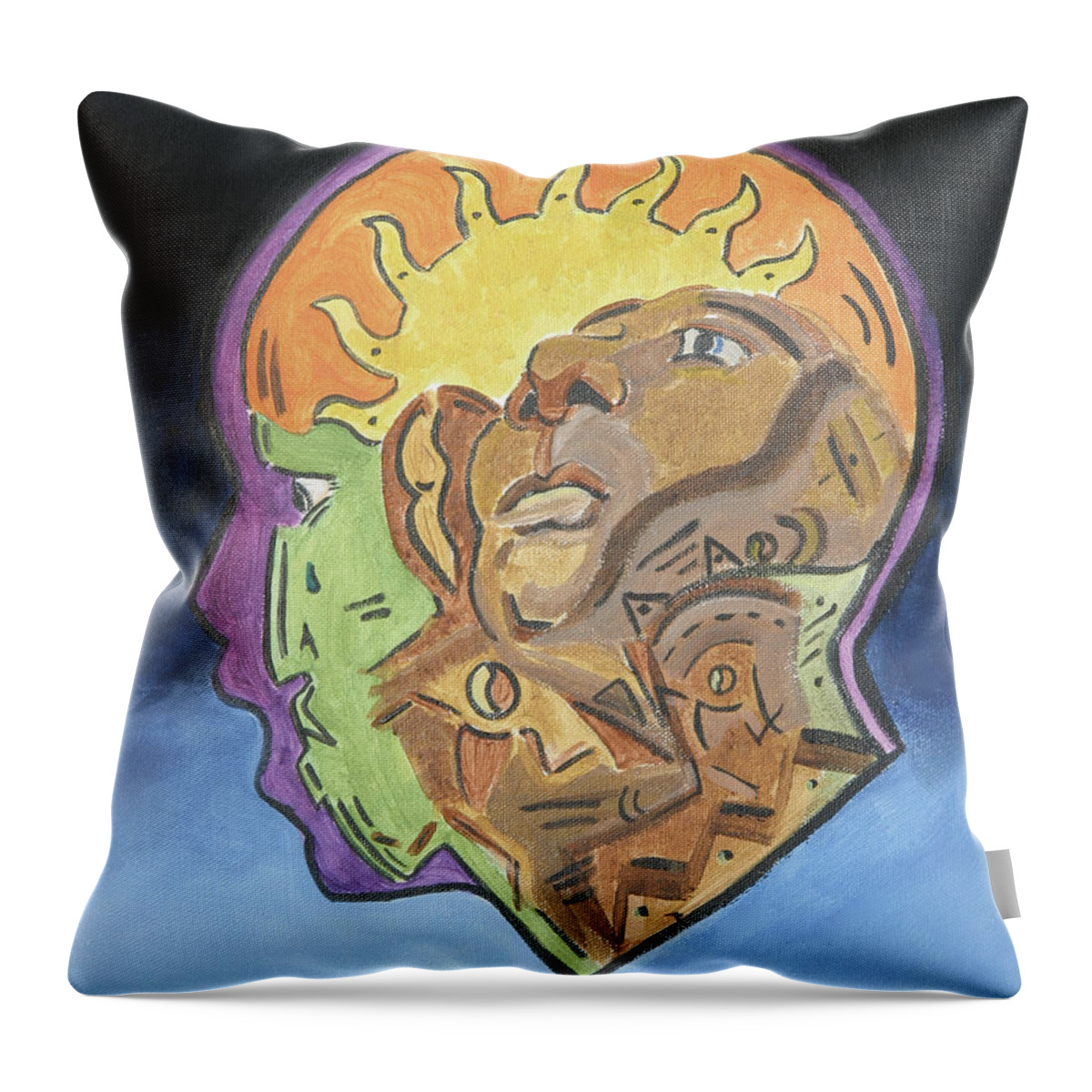 Face Throw Pillow featuring the painting Fear of the Unknown by Dwayne Glapion