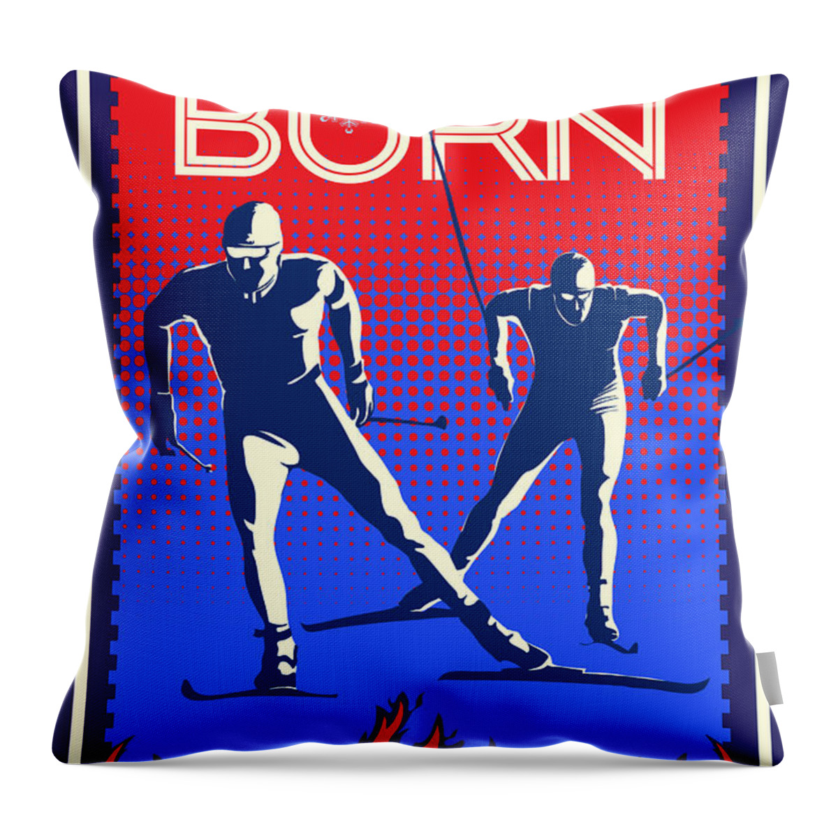 Cross Country Skiing Throw Pillow featuring the painting Feel the Burn XSki by Sassan Filsoof
