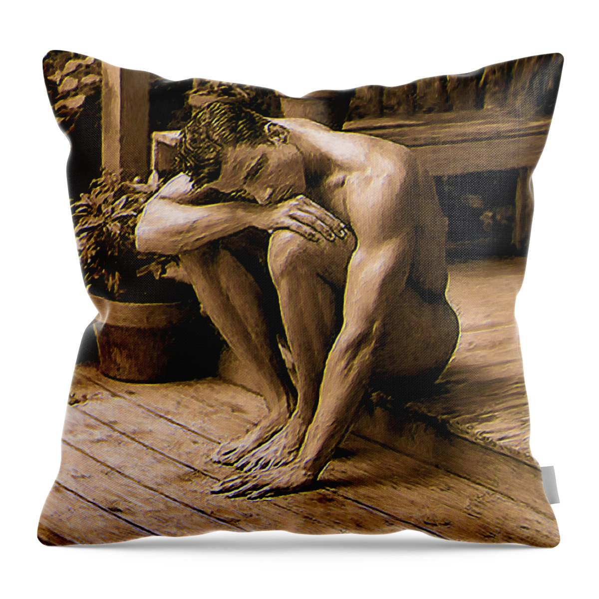 Troy Caperton Throw Pillow featuring the painting Feet and Hand  by Troy Caperton