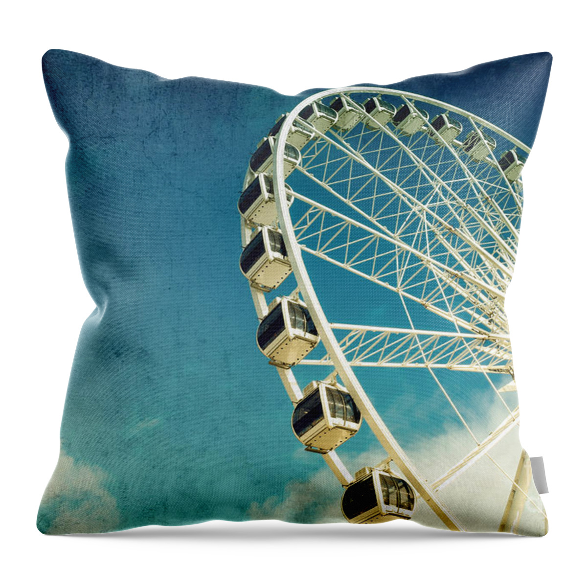 Wheel Throw Pillow featuring the photograph Ferris wheel retro by Jane Rix