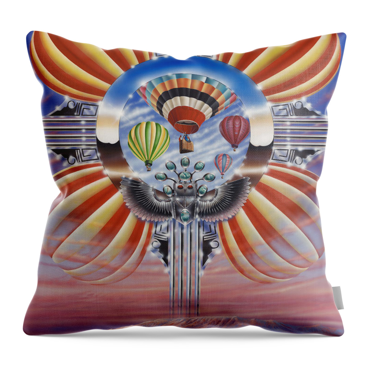 Balloons Throw Pillow featuring the painting Fiesta De Colores by Ricardo Chavez-Mendez