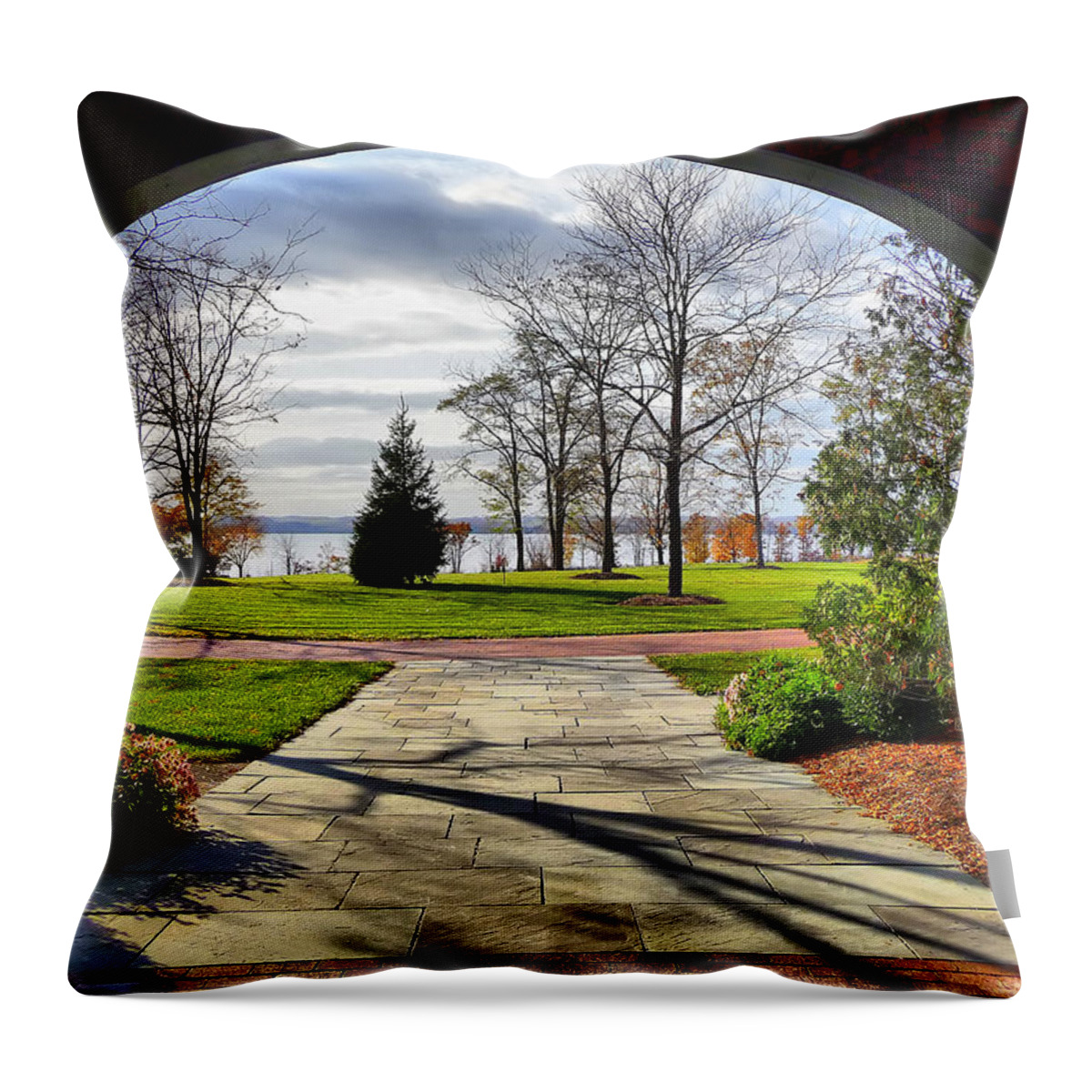 Finger Lakes Throw Pillow featuring the photograph Finger Lakes View from Mackenzie Childs by Mitchell R Grosky
