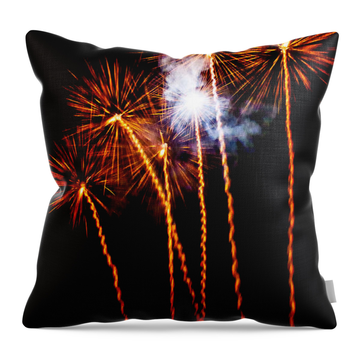 Fireworks Throw Pillow featuring the photograph Fire Dandelion Bouquet by Weston Westmoreland