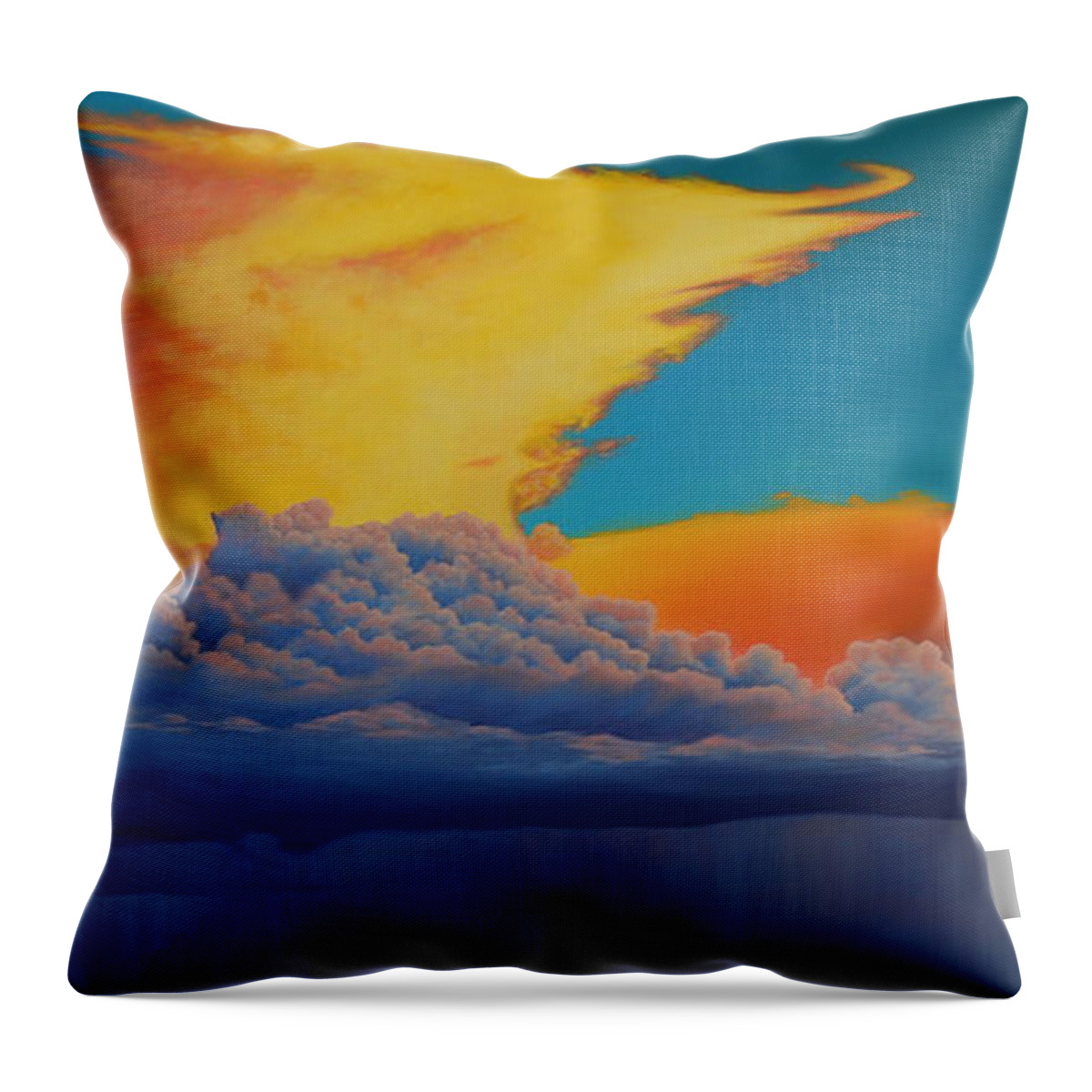 Cloud Throw Pillow featuring the painting Fire In The Sky by Cheryl Fecht