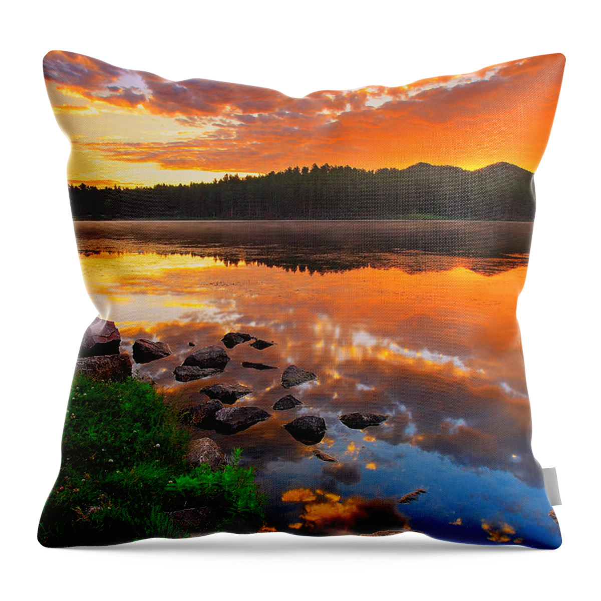 Beauty Throw Pillow featuring the photograph Fire On Water by Kadek Susanto