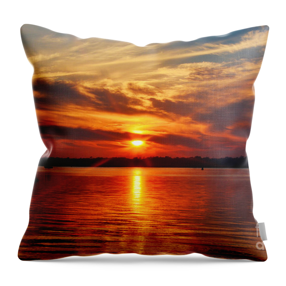 Sunset Throw Pillow featuring the photograph Firey Sunset by Kathy Baccari