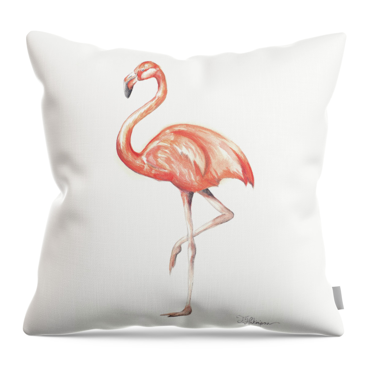 Flamingo Throw Pillow featuring the painting Flamingo Duo II by Tiffany Hakimipour