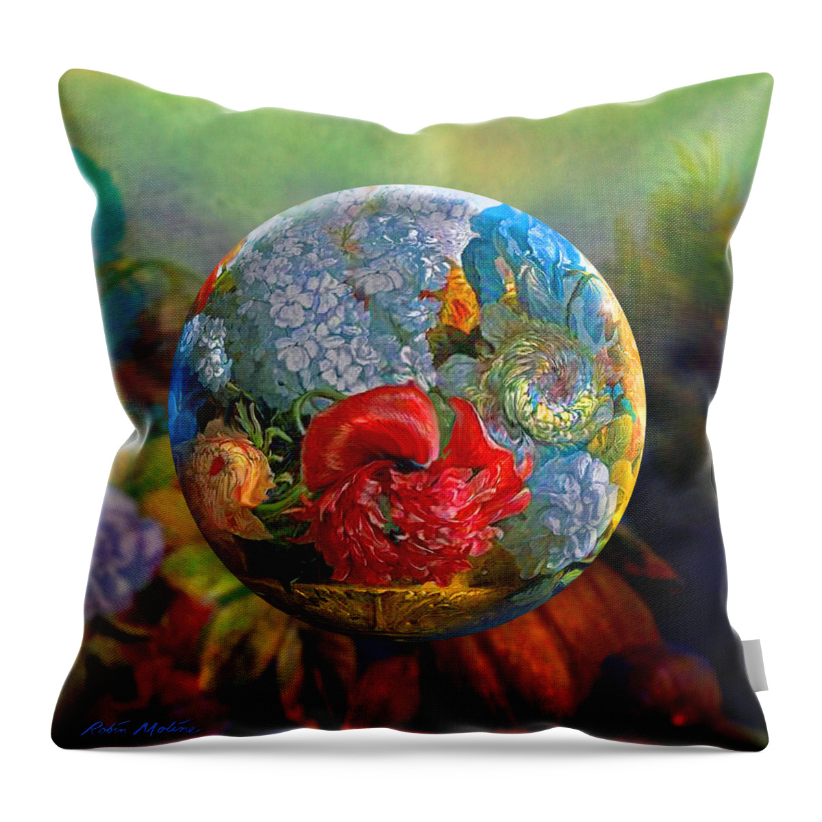Floral Throw Pillow featuring the digital art Floral Ambrosia by Robin Moline