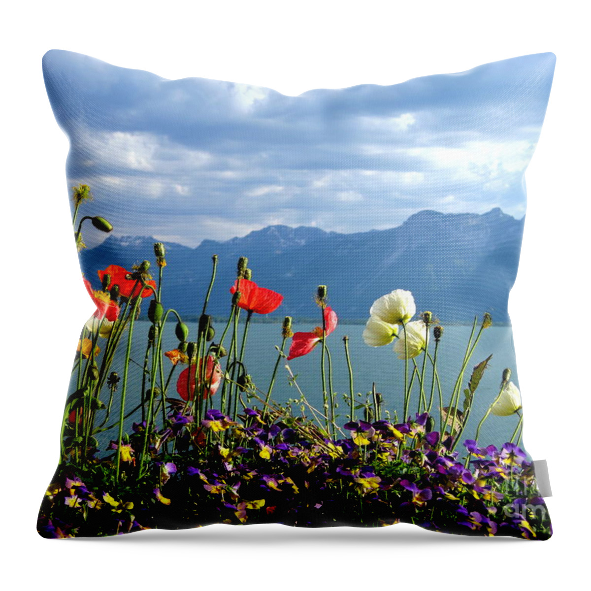 Alps Throw Pillow featuring the photograph Floral Coast by Amanda Mohler