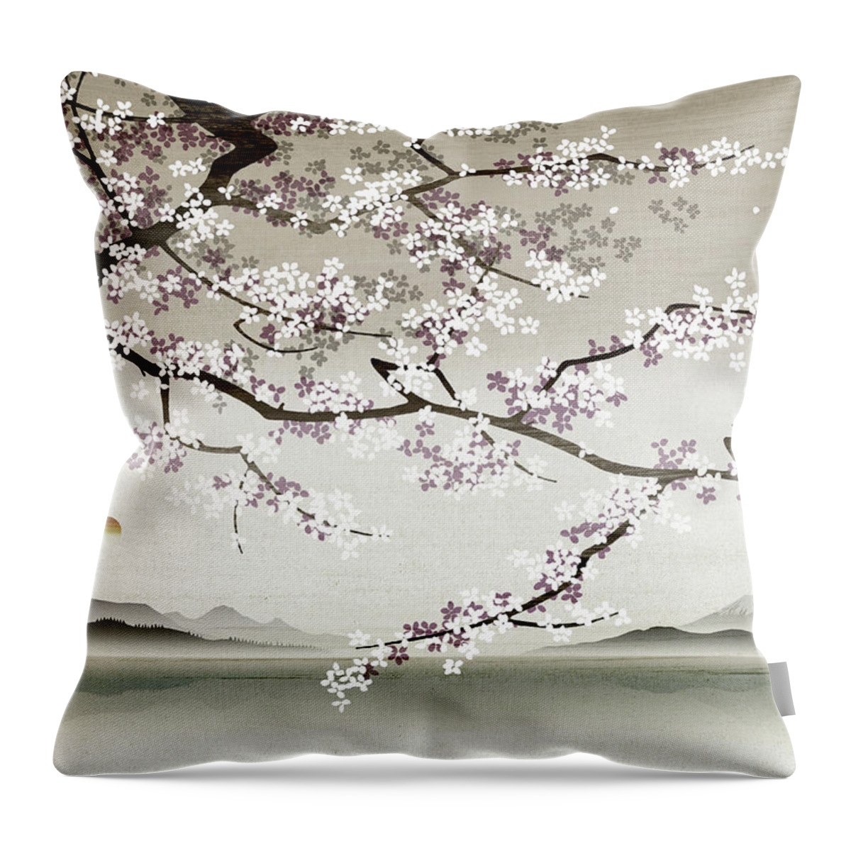 Asian Culture Throw Pillow featuring the photograph Flower Blossom In Asian Landscape by Ikon Ikon Images