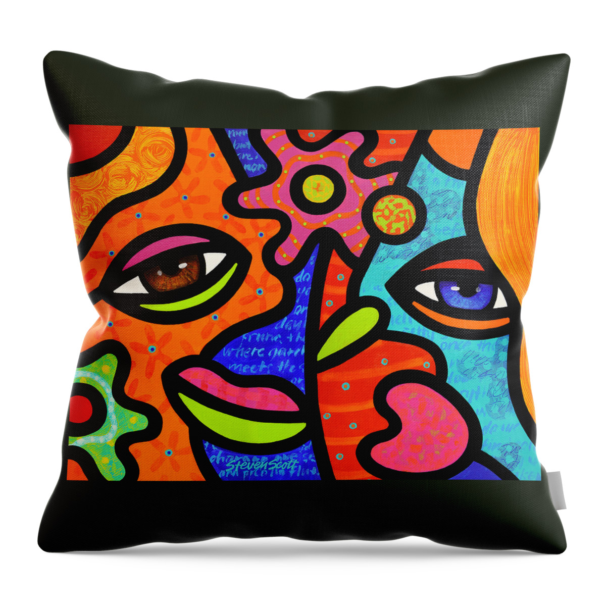 Shopping Throw Pillow featuring the painting Flower Market by Steven Scott