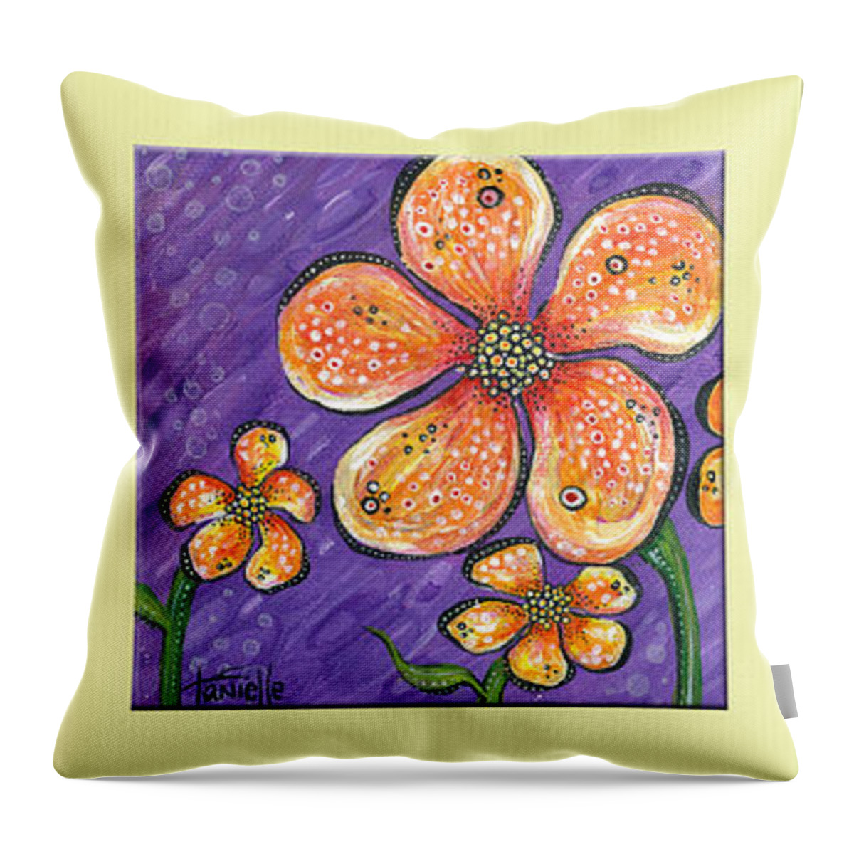 Floral Throw Pillow featuring the painting Flower Power by Tanielle Childers