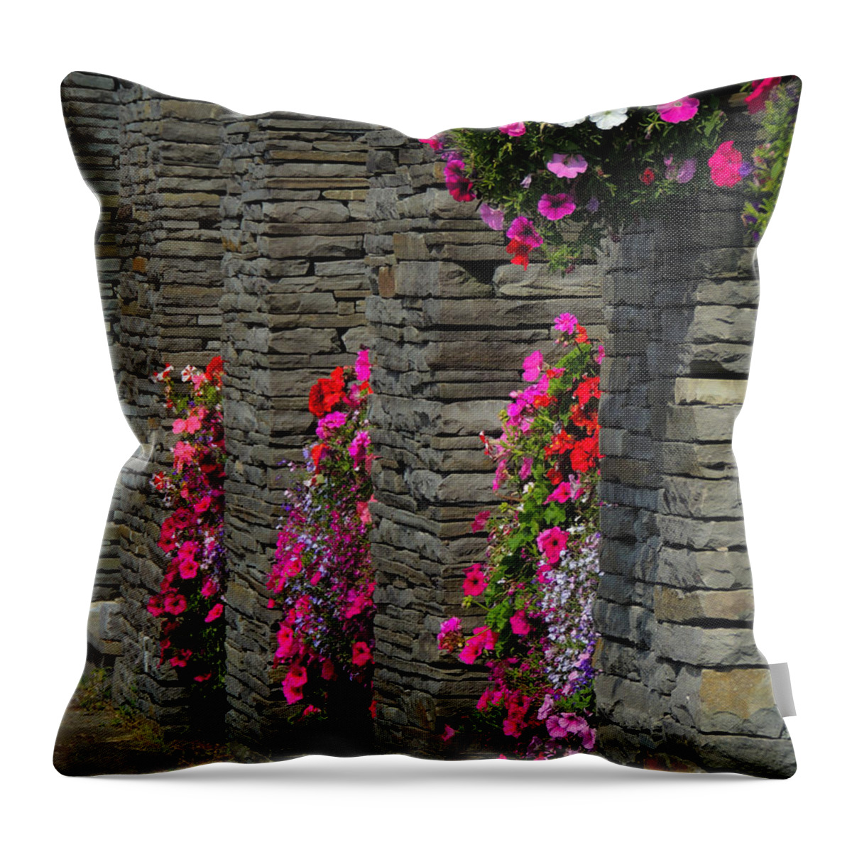Flowers Throw Pillow featuring the photograph Flowers at Liscannor Rock Shop by James Truett