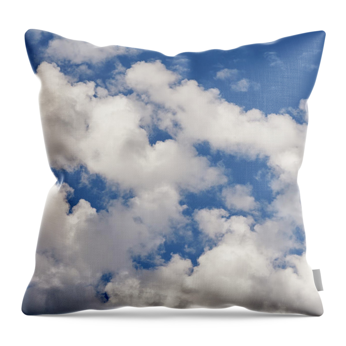 Fluffy Clouds Blue Sky Background Throw Pillow by Akurtz 