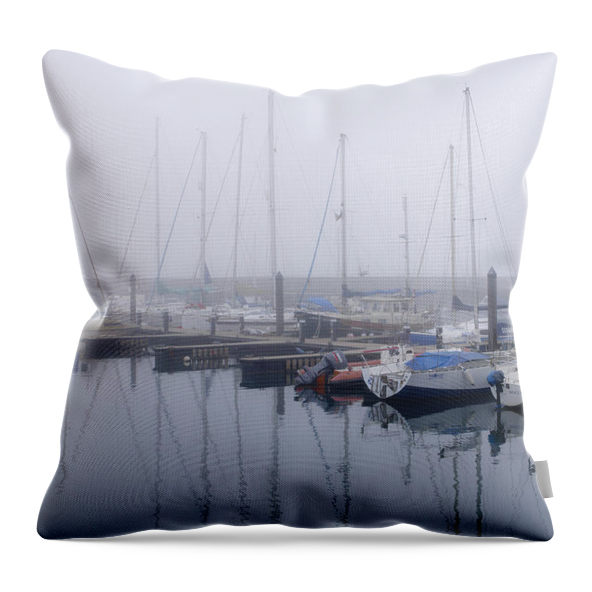 Marina Throw Pillow featuring the photograph Fog in Marina I by Elena Perelman