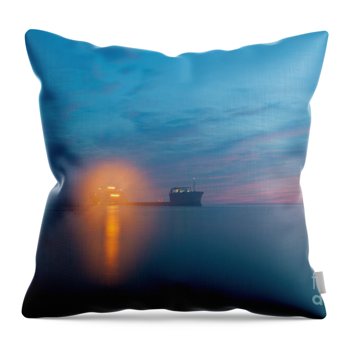 Fog Throw Pillow featuring the photograph Fog over Charleston Harbor by Dale Powell