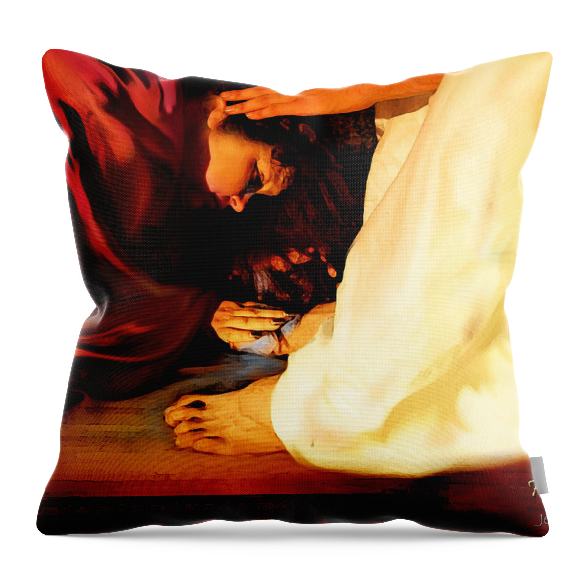 Forgiven Throw Pillow featuring the mixed media Forgiven by Jennifer Page