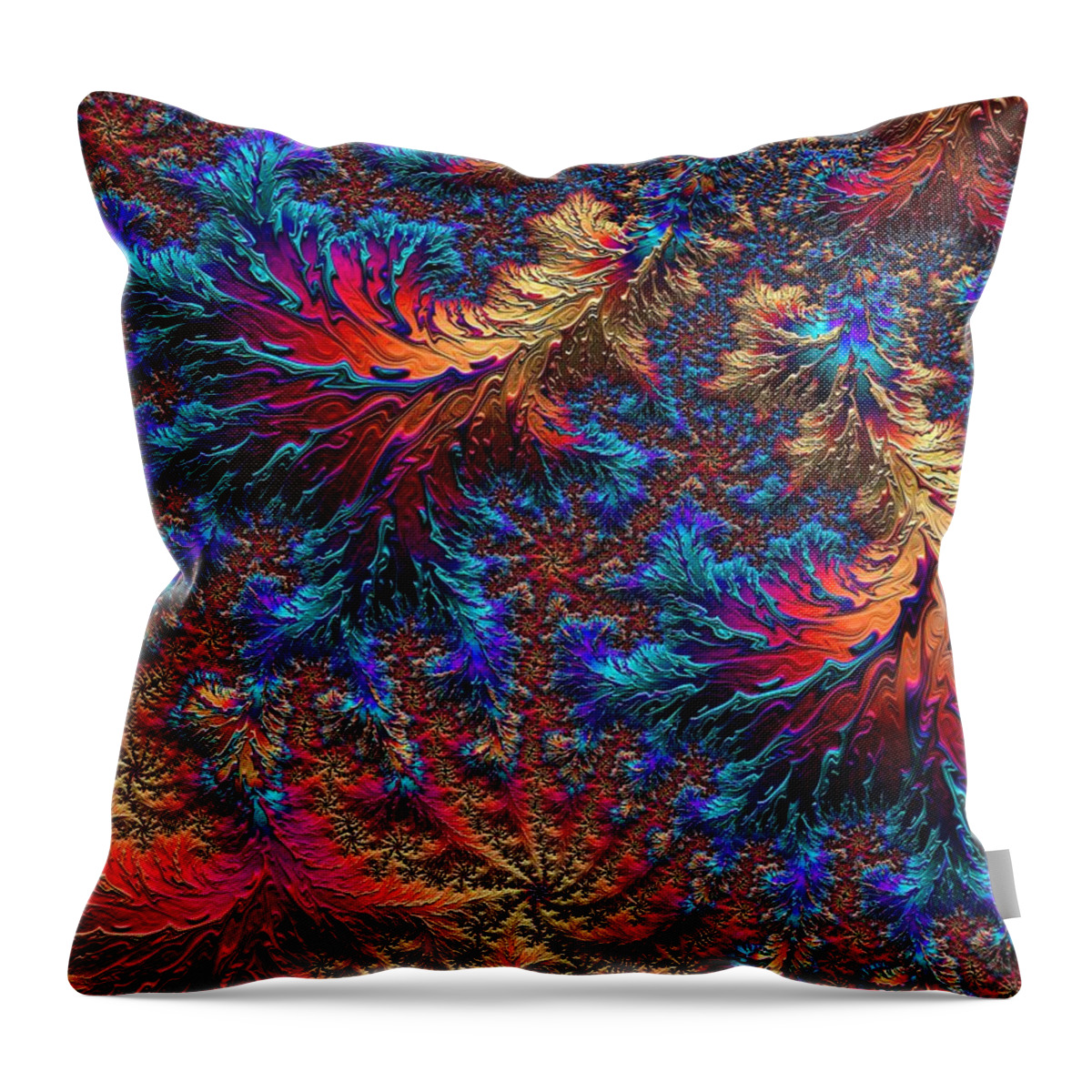 Surreal Throw Pillow featuring the digital art Fractal Jewels Series - Beauty on Fire II by Susan Maxwell Schmidt