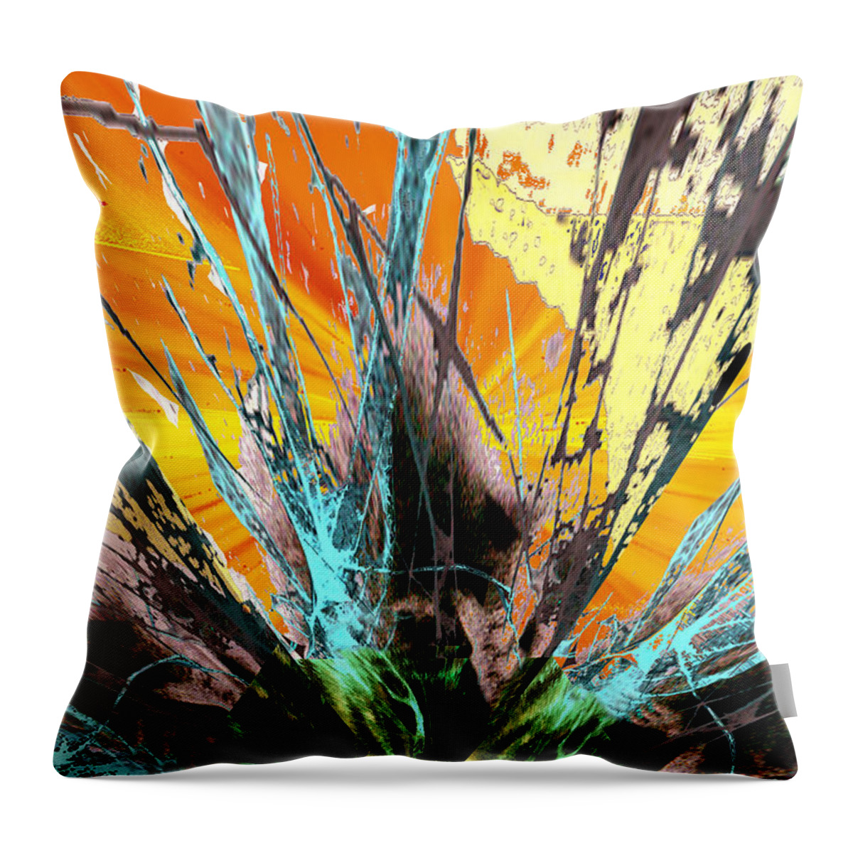 Fractured Sunset Throw Pillow featuring the digital art Fractured Sunset by Seth Weaver