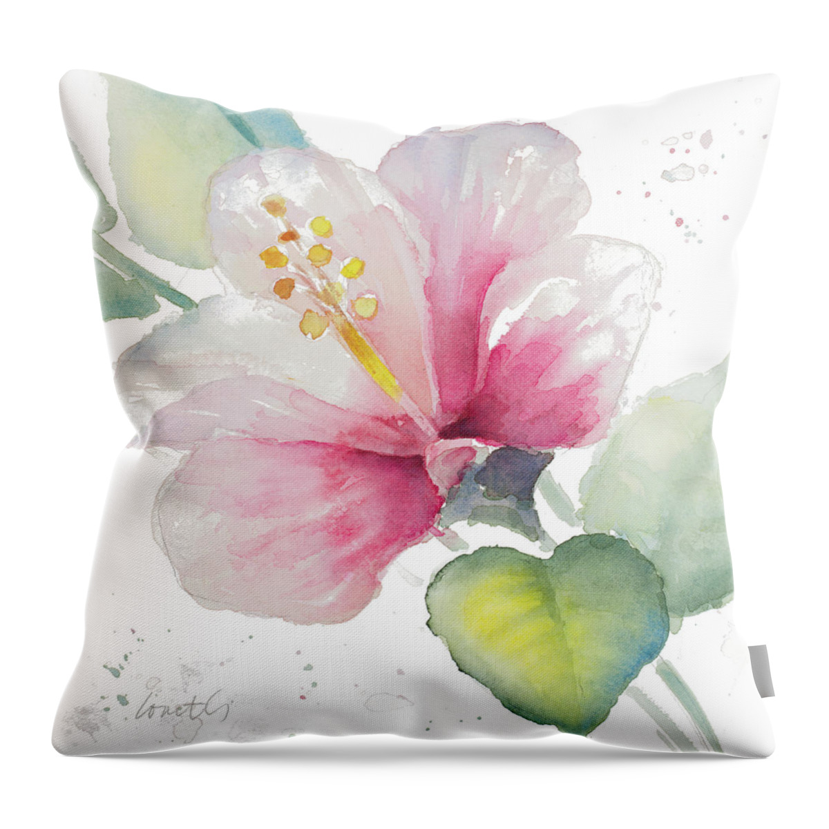 Fragrant Throw Pillow featuring the painting Fragrant Hibiscus II by Lanie Loreth