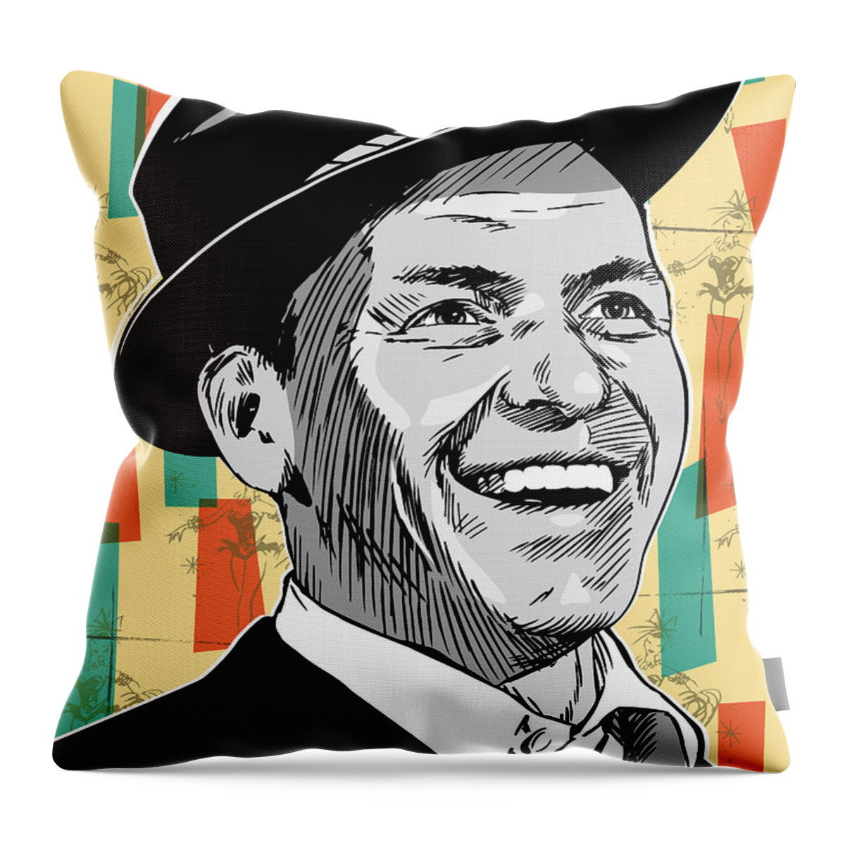 Music Throw Pillow featuring the digital art Frank Sinatra Pop Art by Jim Zahniser
