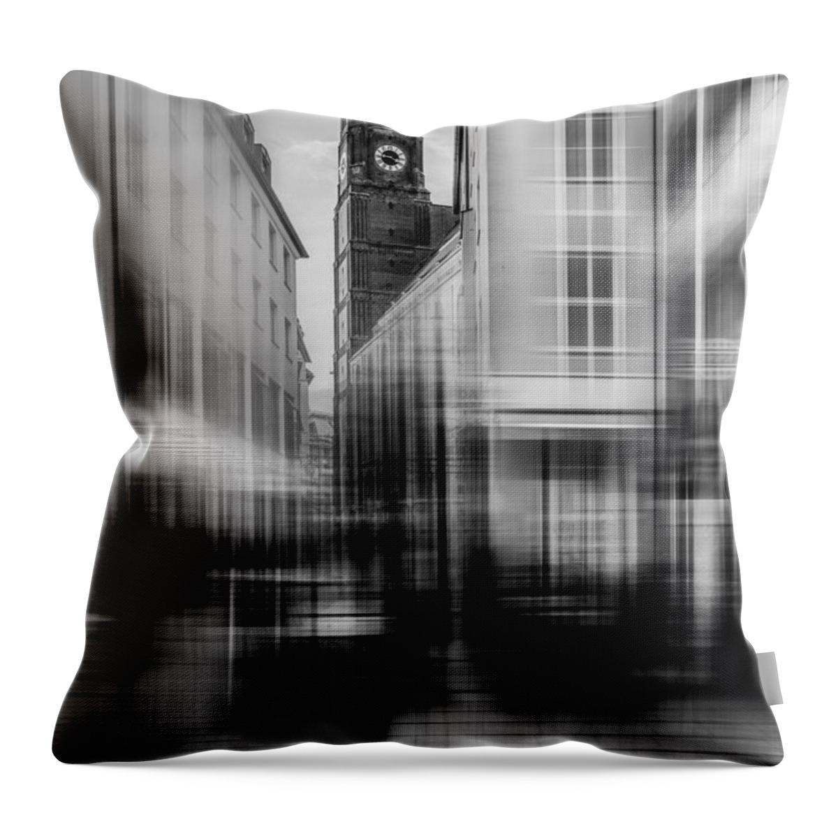 People Throw Pillow featuring the photograph Frauenkirche - Muenchen V - bw by Hannes Cmarits