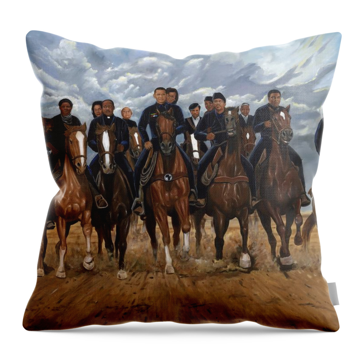 Horse Throw Pillow featuring the painting Freedom Riders by Kolongi TheArtist