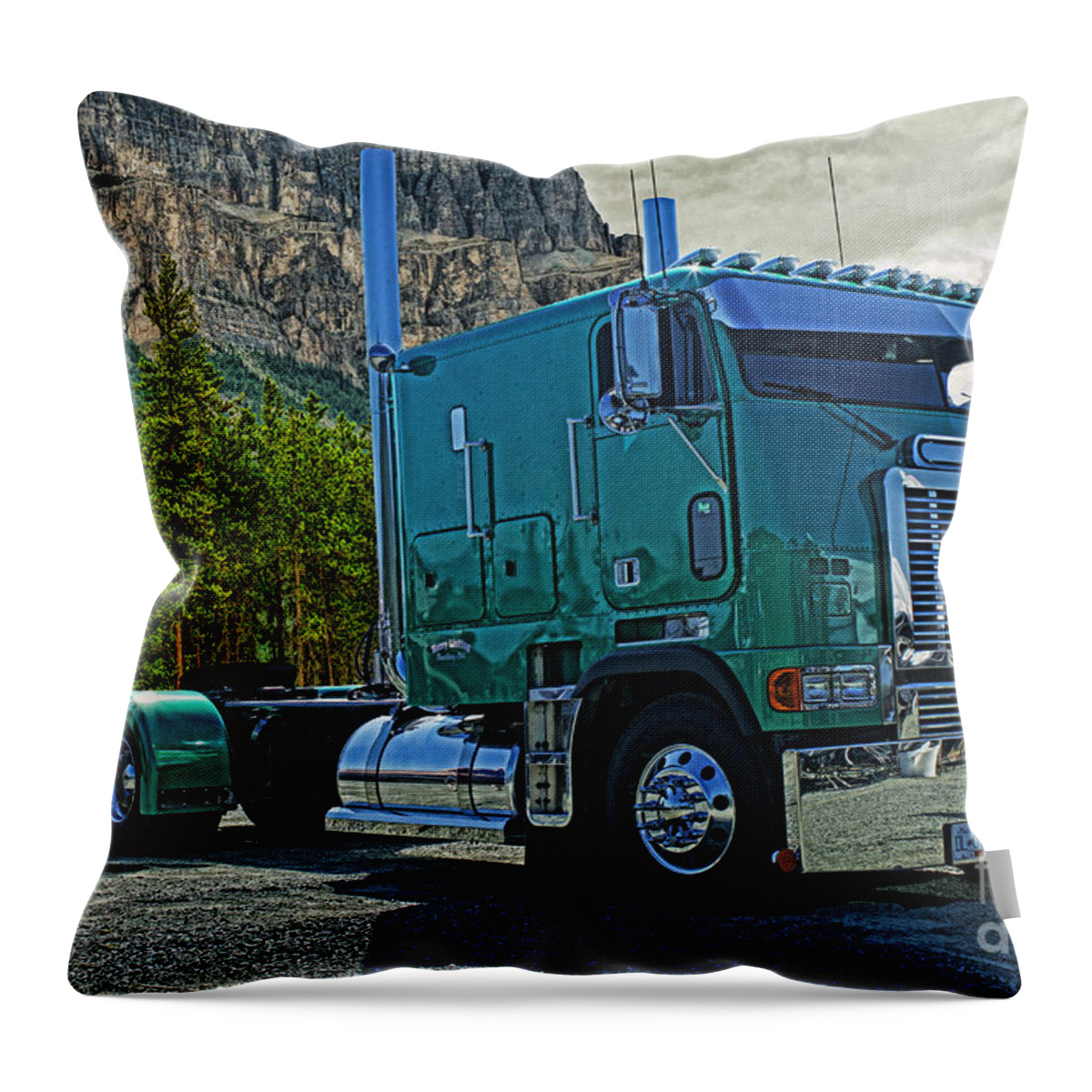 Freightliner Throw Pillow featuring the photograph Freightliner Cabover by Randy Harris