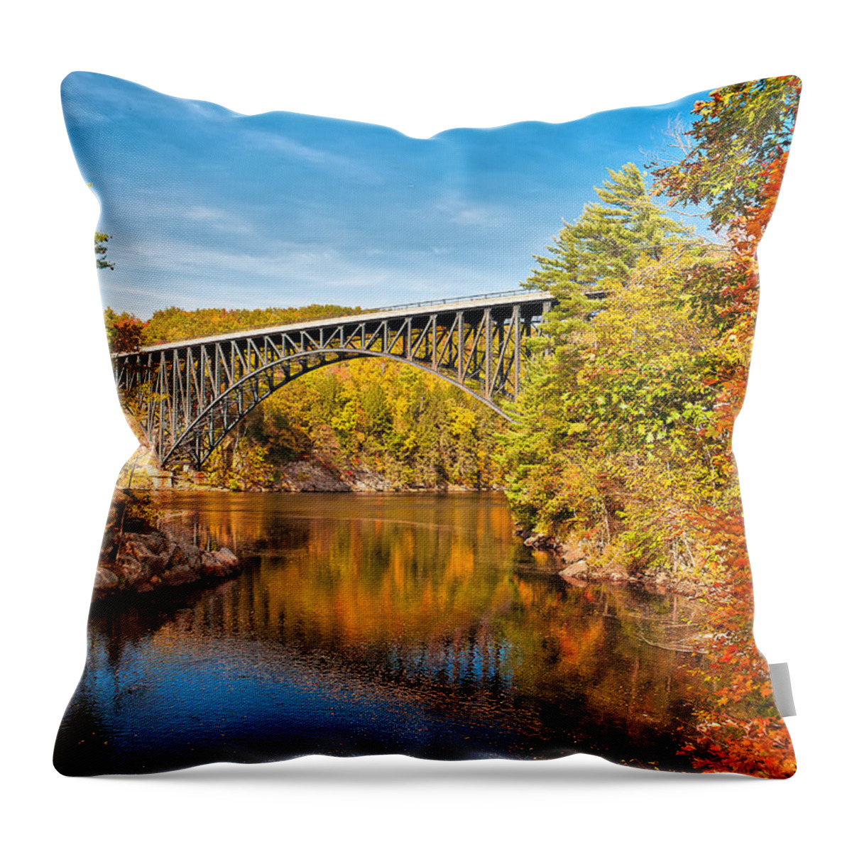 Autumn Throw Pillow featuring the photograph French King Bridge in Autumn by Mitchell R Grosky