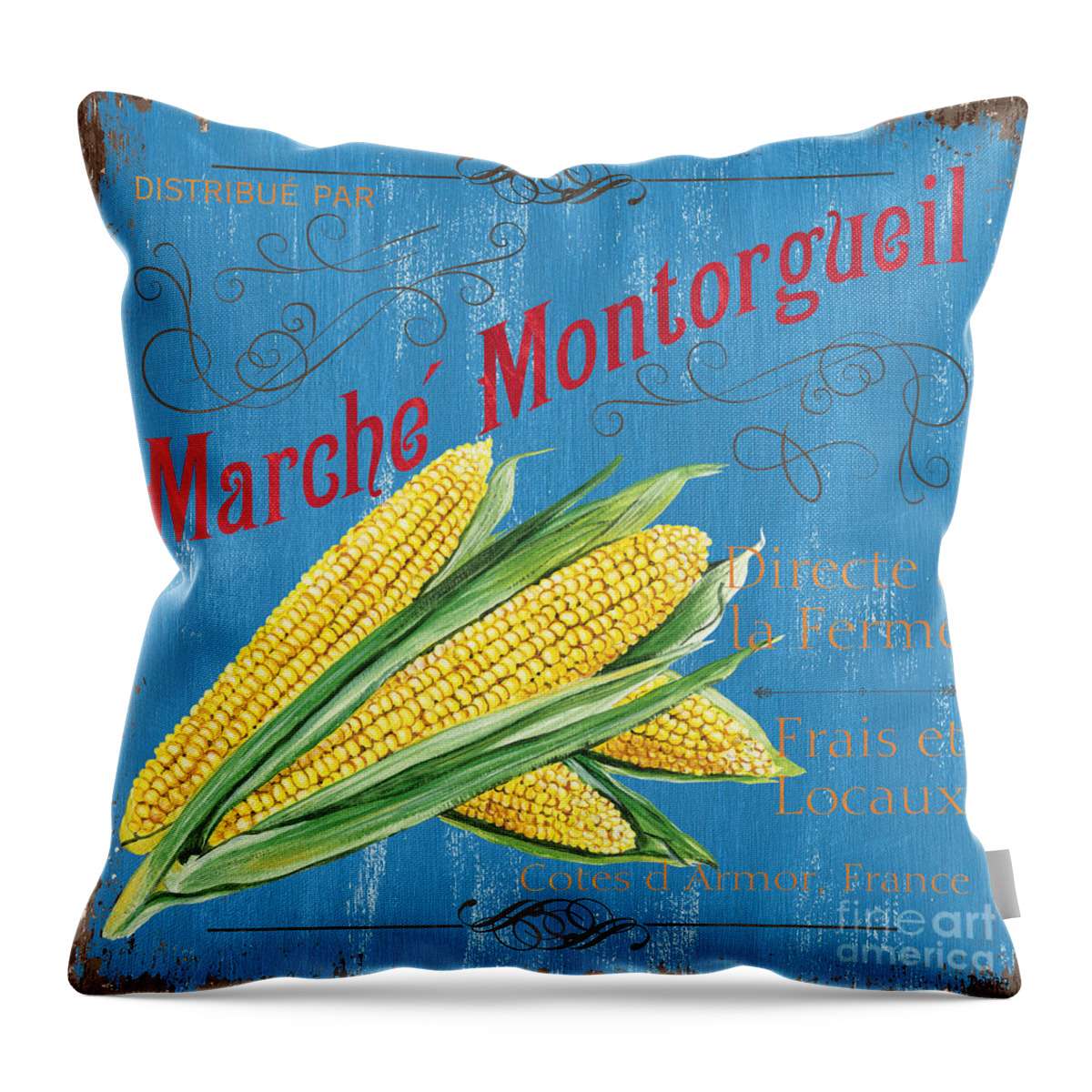 Market Throw Pillow featuring the painting French Market Sign 2 by Debbie DeWitt