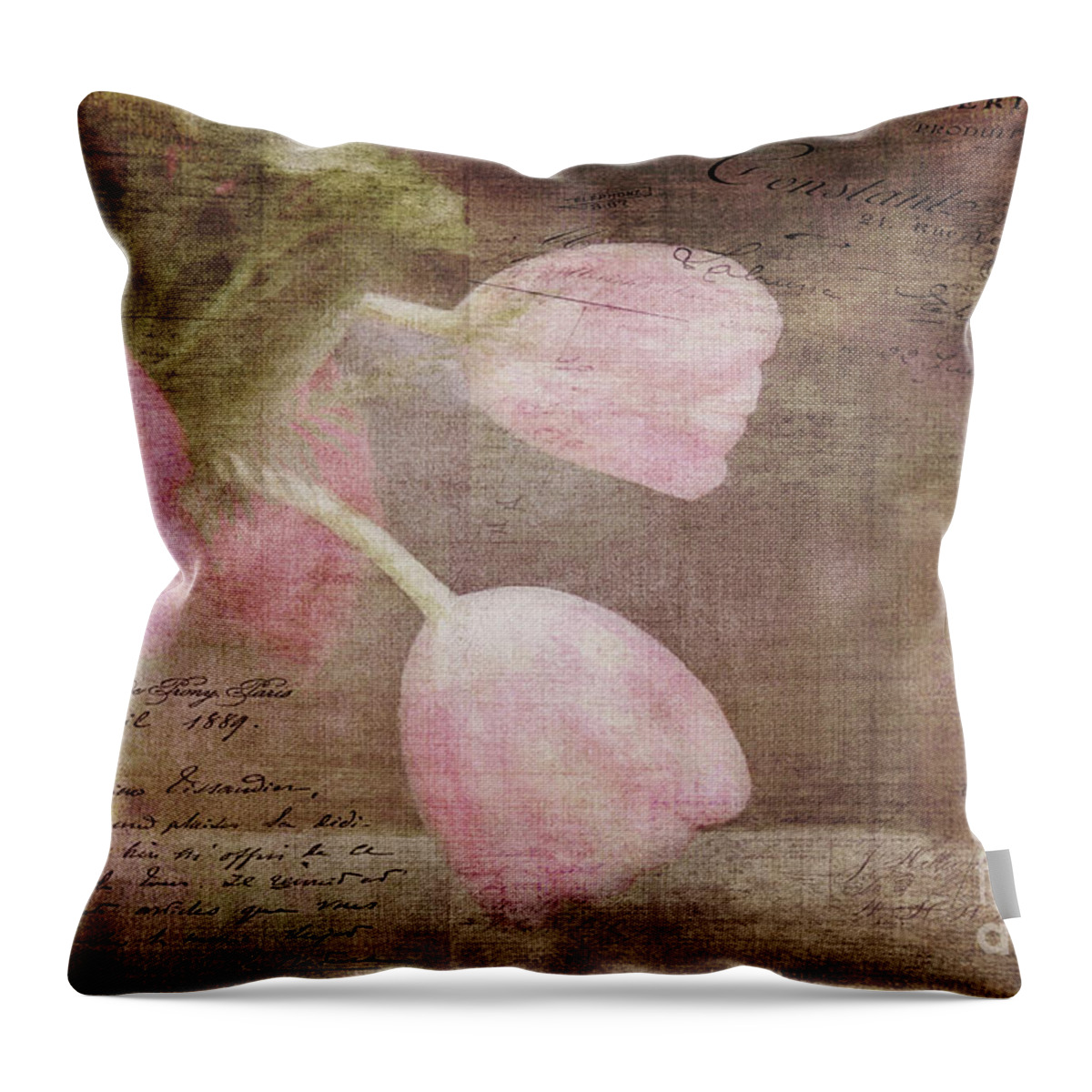Tulips Throw Pillow featuring the digital art French Tulips by Jayne Carney