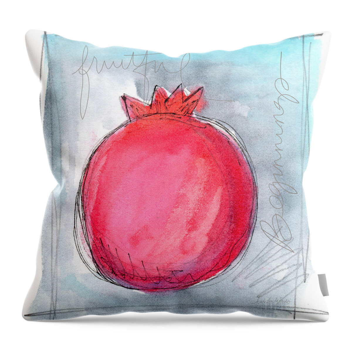Pomegranate Throw Pillow featuring the painting Fruitful Beginning by Linda Woods