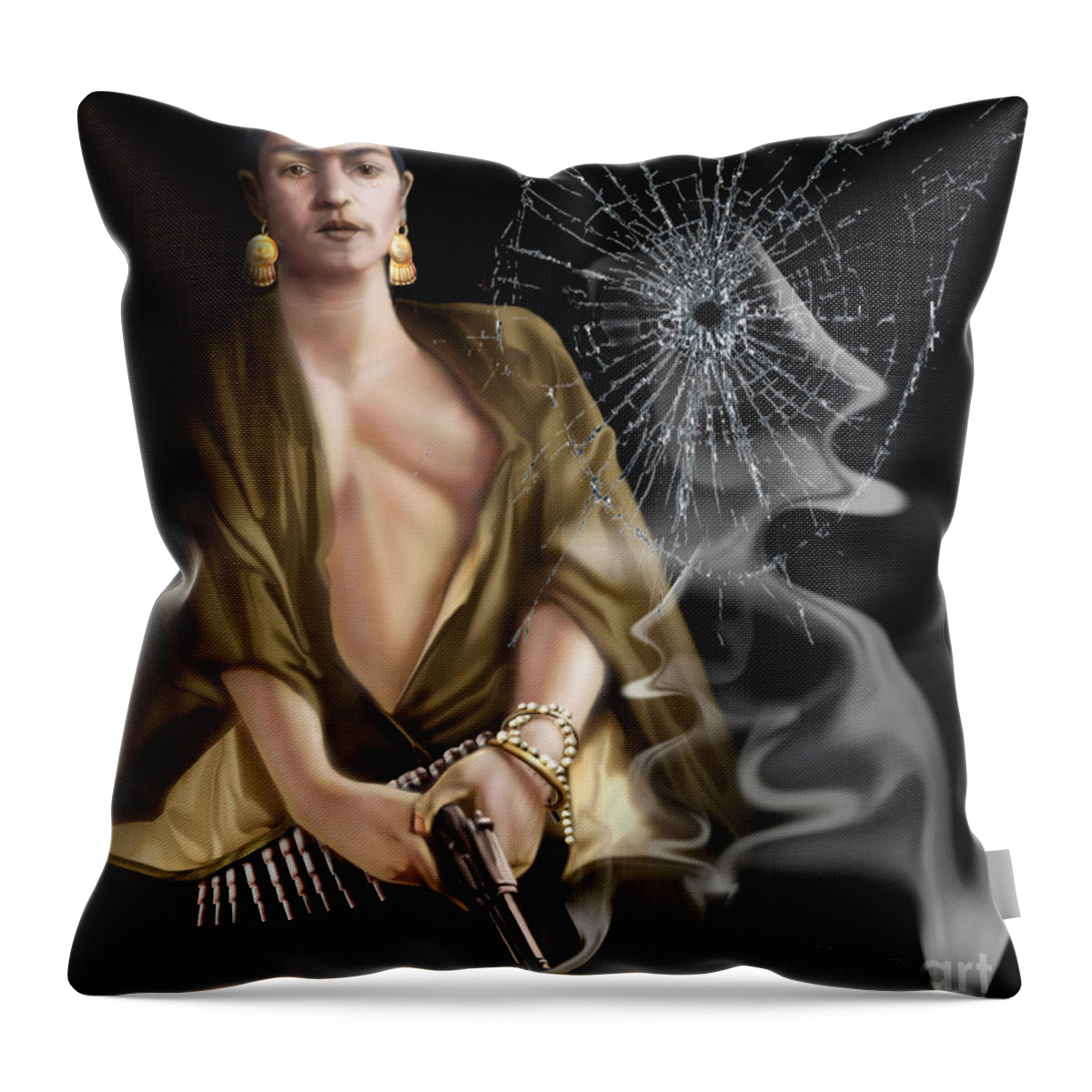Frida Throw Pillow featuring the painting Full Length Mirror Mirror - Frida by Reggie Duffie