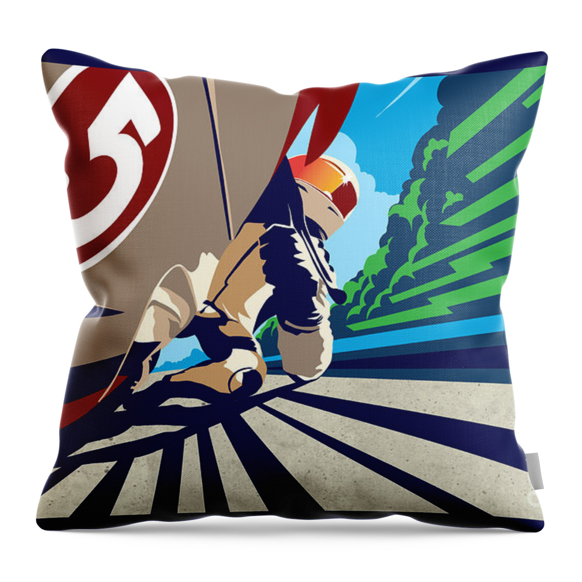 Motorcycle Throw Pillow featuring the painting Full Throttle by Sassan Filsoof