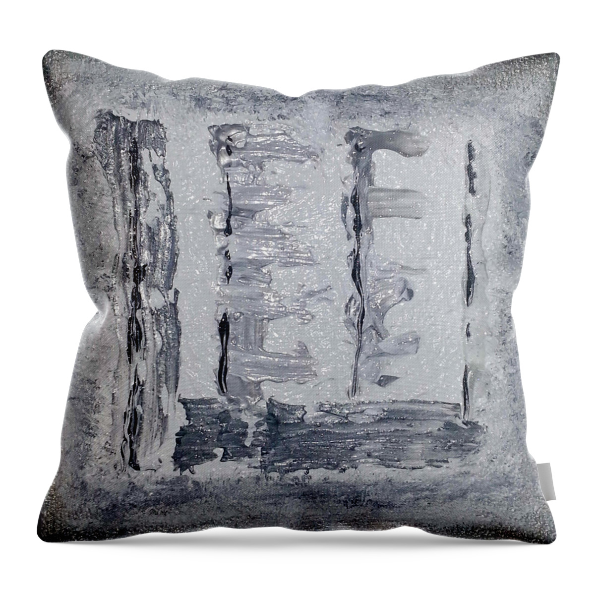Abstract Painting Throw Pillow featuring the painting G2 - greys by KUNST MIT HERZ Art with heart