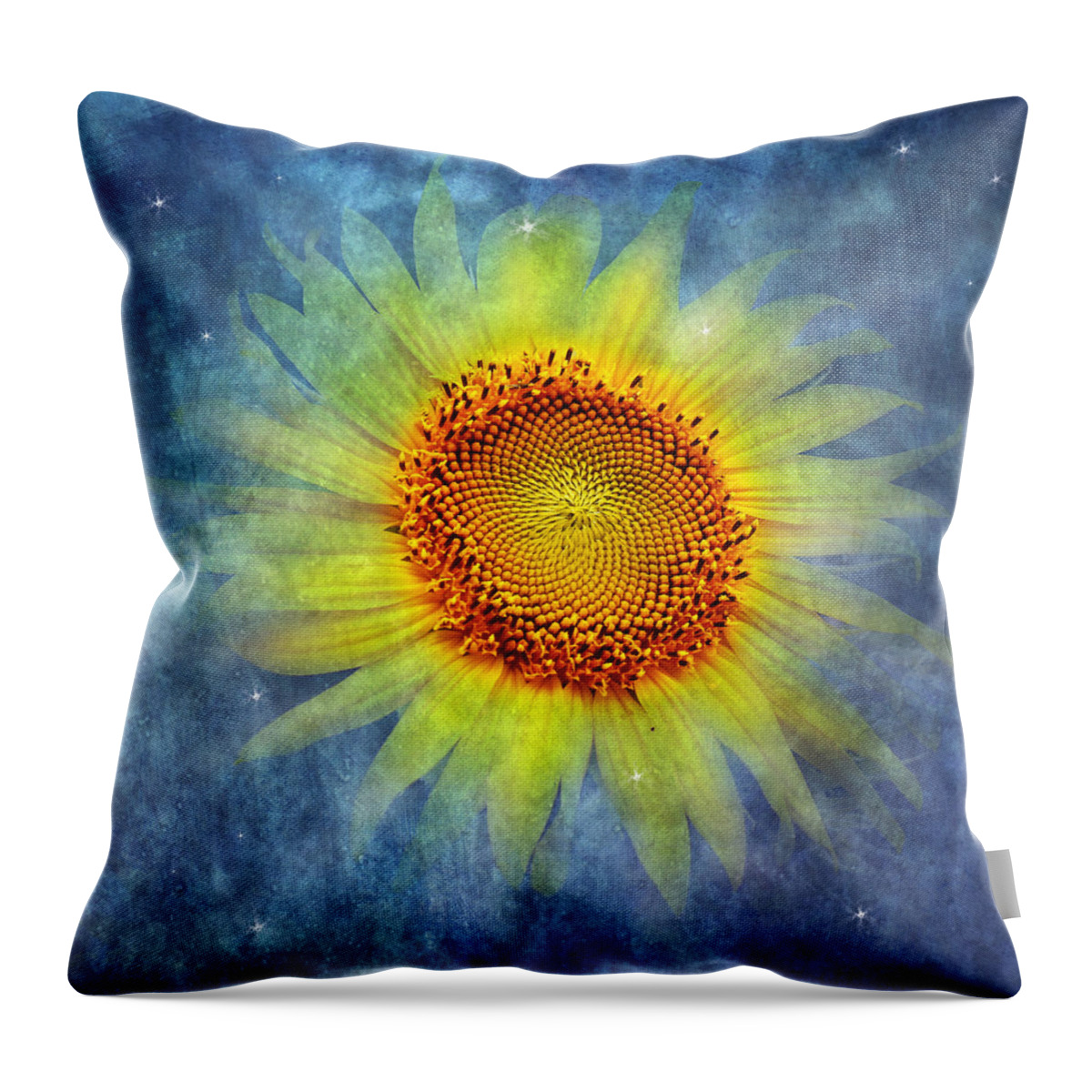 Yellow Sunflower Throw Pillow featuring the photograph Galactic Bloom by Marina Kojukhova