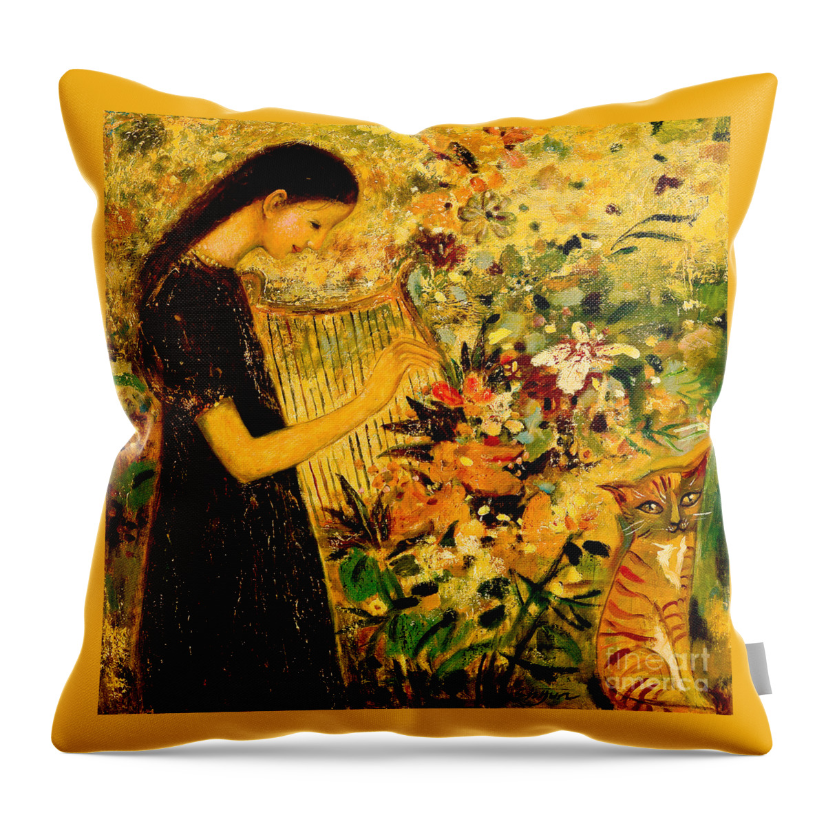 Shijun Throw Pillow featuring the painting Garden 2 by Shijun Munns
