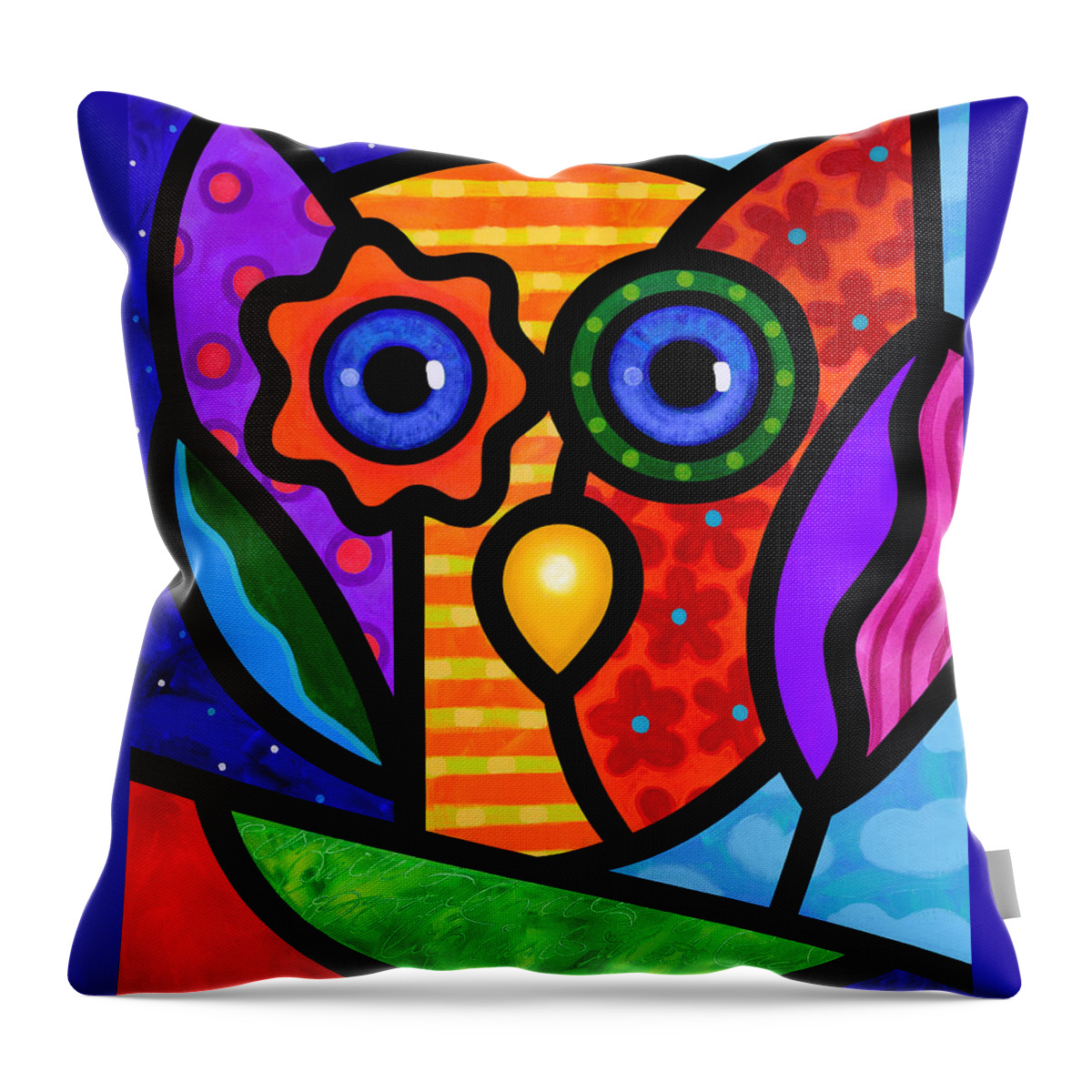 Owl Throw Pillow featuring the painting Garden Owl by Steven Scott
