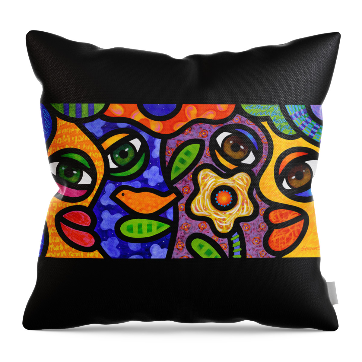 Abstract Throw Pillow featuring the painting Garden Party by Steven Scott