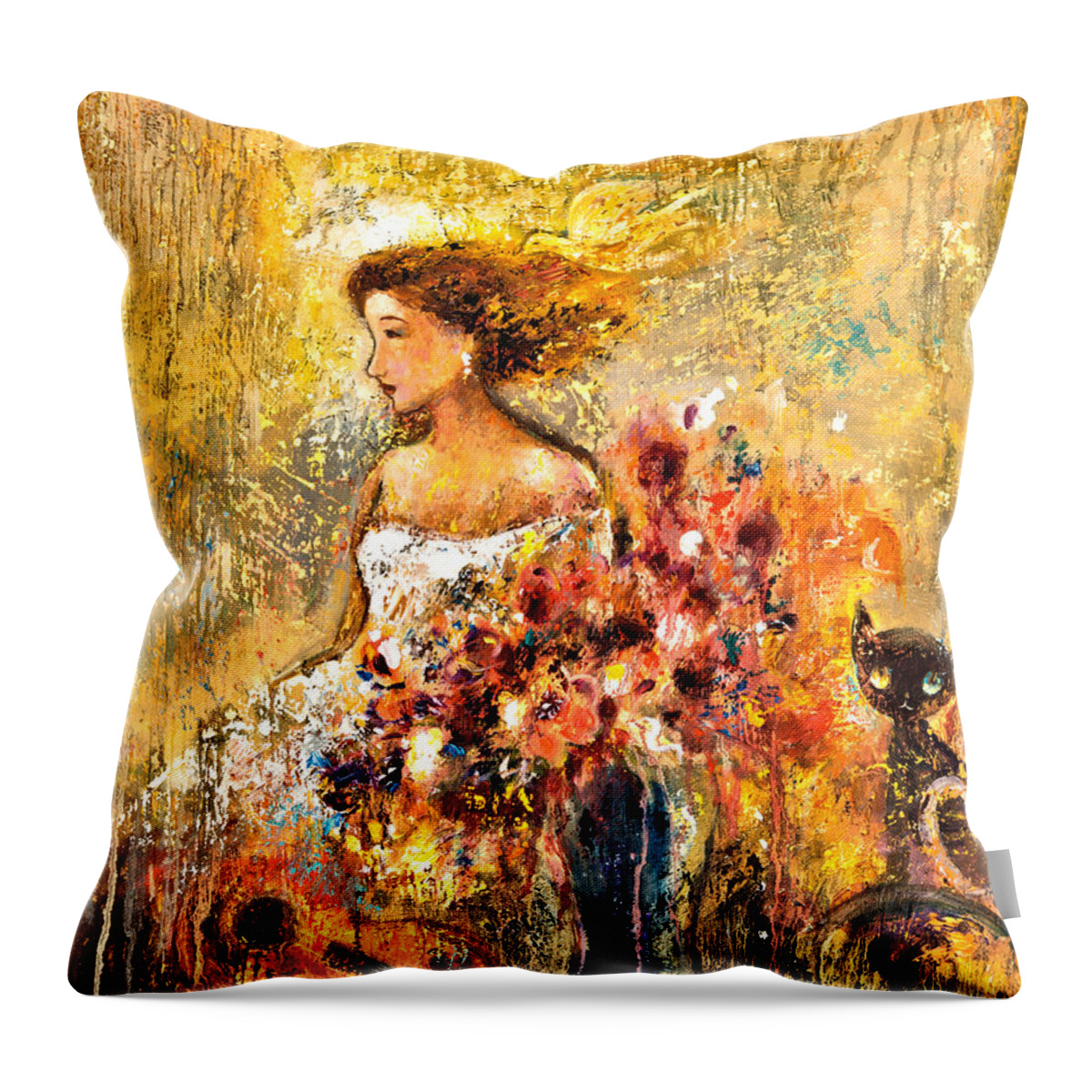 Shijun Throw Pillow featuring the painting Garden VIII by Shijun Munns