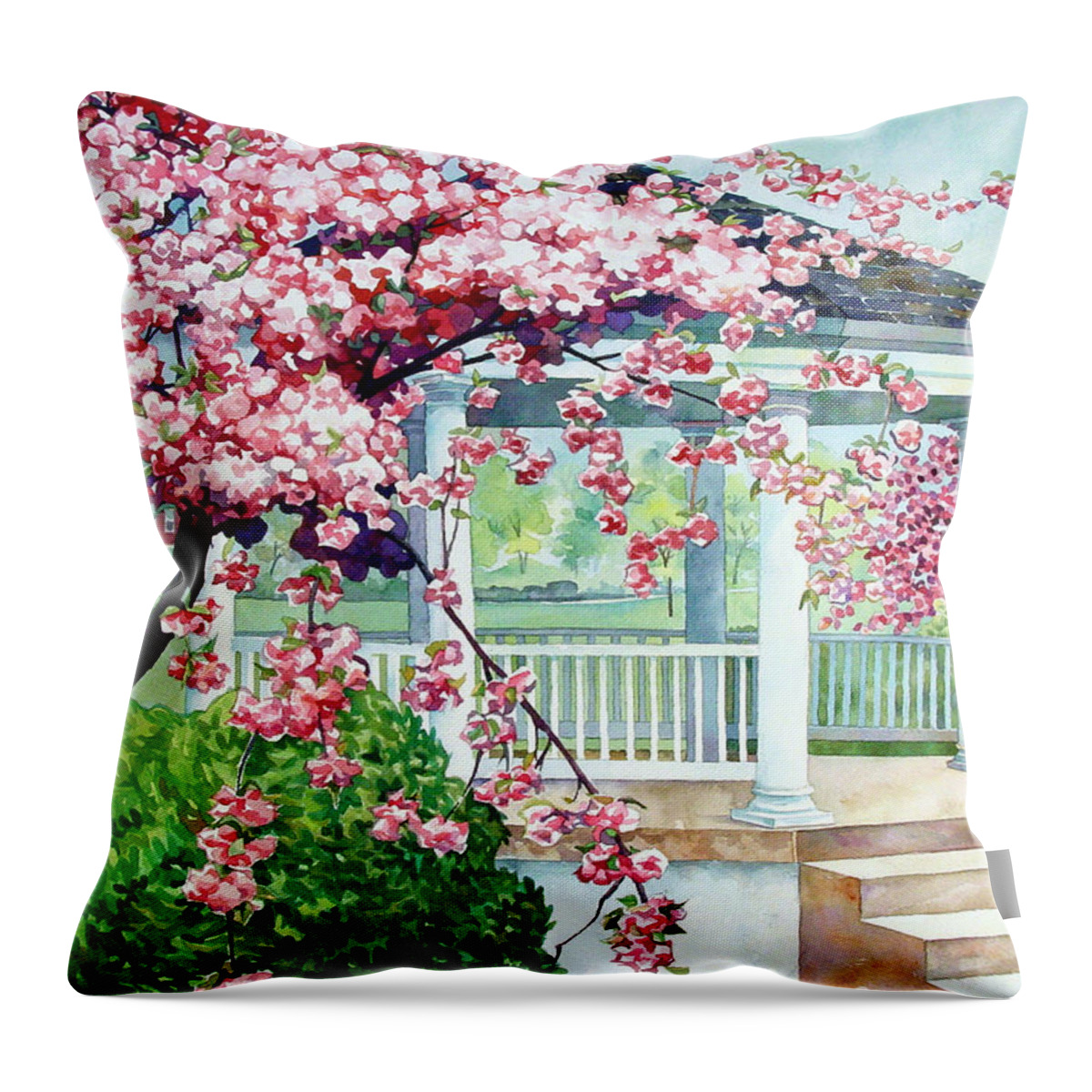Watercolor Throw Pillow featuring the painting Gazeebo by Mick Williams