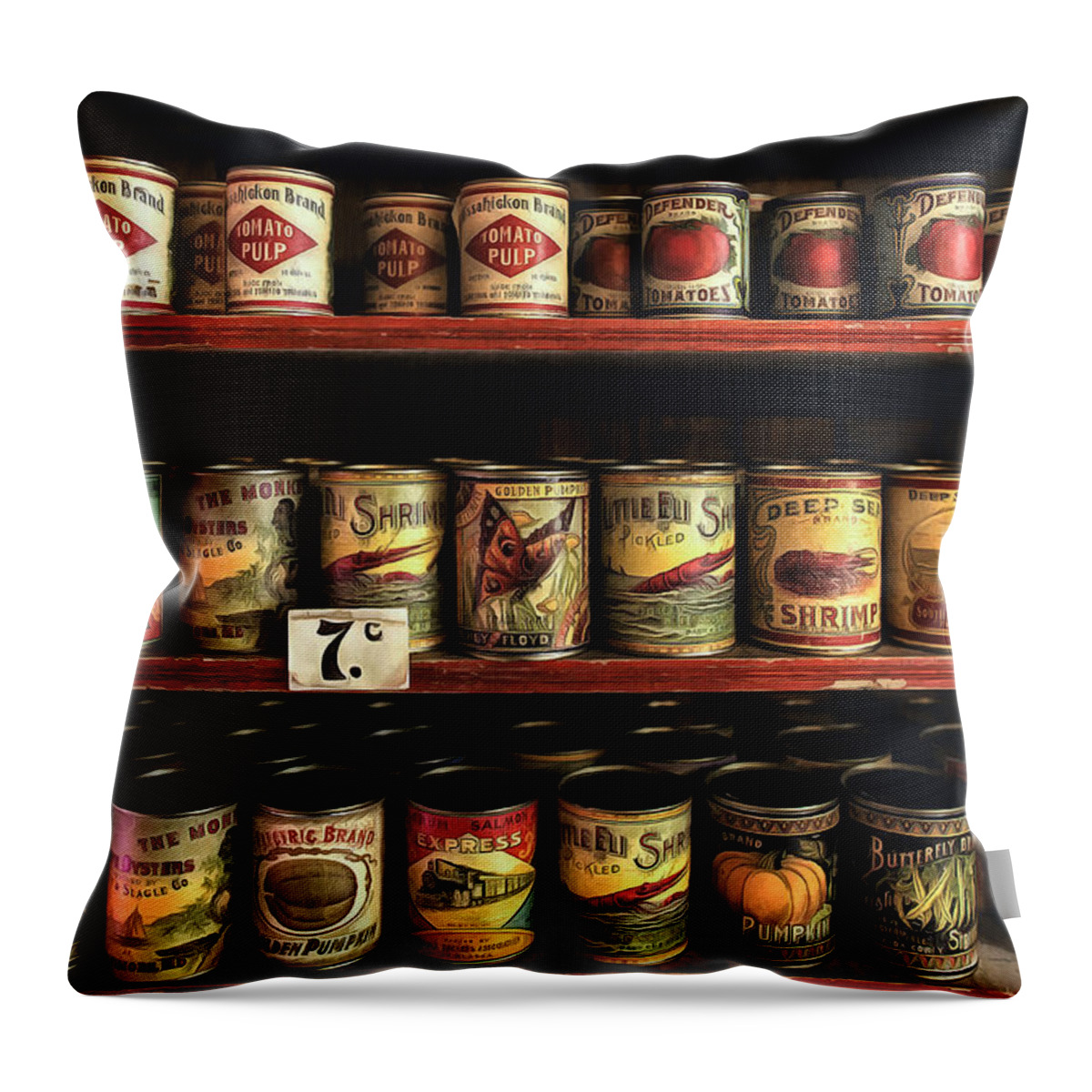 Tin Throw Pillow featuring the photograph General Store 1 by Nigel R Bell